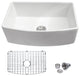 White Farmhouse Ceramic Kitchen Sink Single Bowl Apron Front Basin, 33"x19"x10"