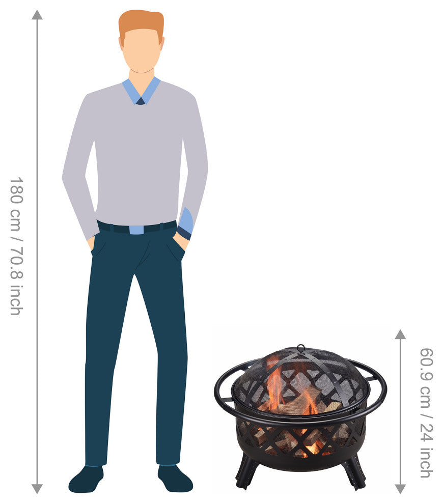 30" Outdoor Round Steel Wood Burning Fire Pit