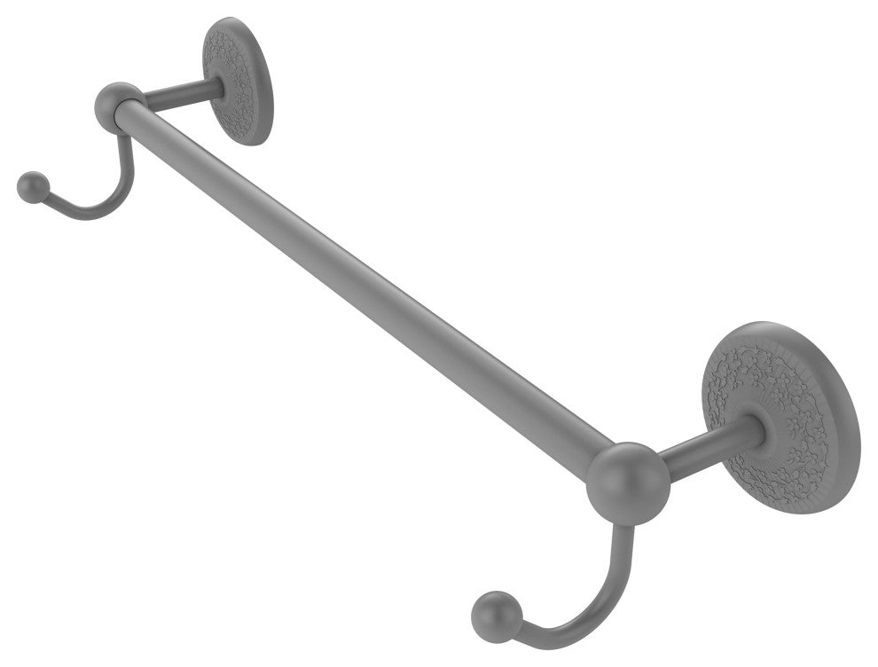 Prestige Monte Carlo 36" Towel Bar with Integrated Hooks, Matte Gray