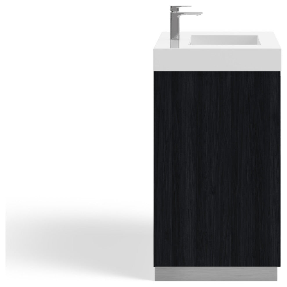 Boutique Bath Vanity, Black, 30", Single Sink, Freestanding