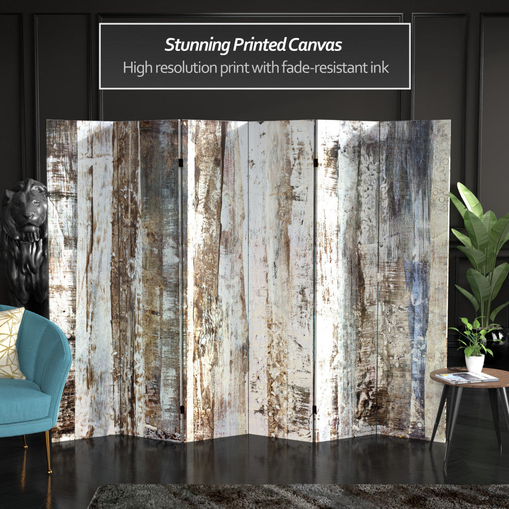 6' Tall Double Sided Winter Woods Canvas Room Divider