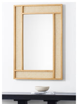 Wren Rectangular Rattan And Pine Wood Wall Mirror