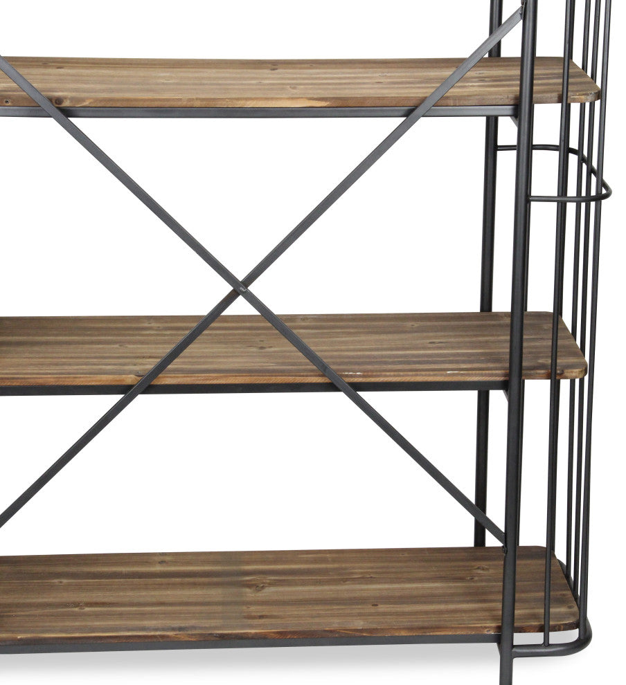 4 Tier Wood Shelf Metal Bar Cart