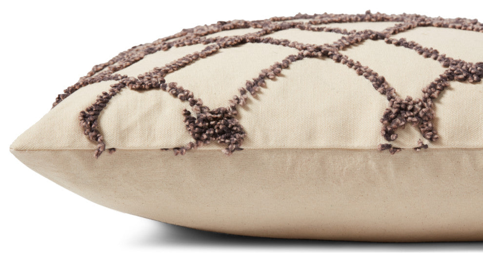 Loloi PLL0043 Ivory / Black 18" x 18" Cover w/Poly Pillow