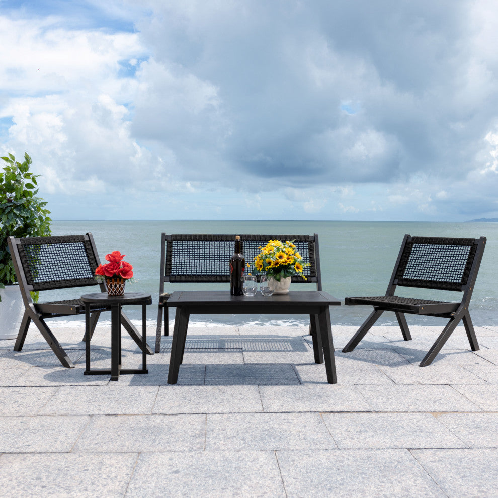 Safavieh Kobina 5 Piece Outdoor Living Set, Black