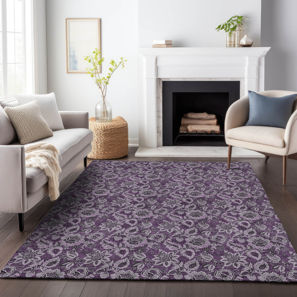 Premium Machine Washable Mayfield AMF661 Eggplant 8' x 10' Rug