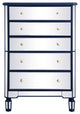 Elegant MF6-1026BL 33"Mirrored 5 Drawer Chest, Blue