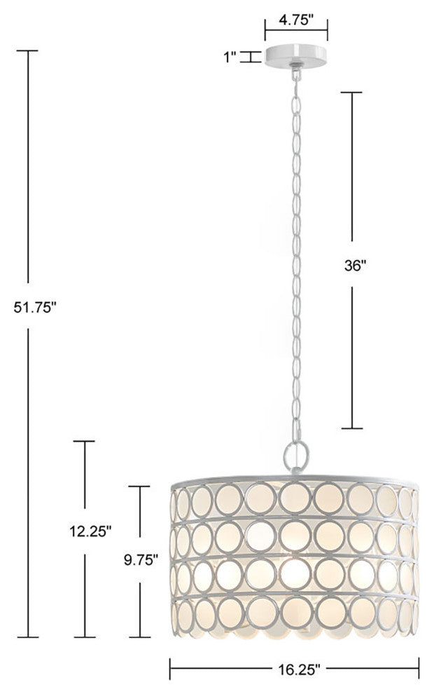 Hampton Hill Abbot 4-Light Glass Drum Shaped Chandelier, White