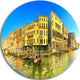 Yellow Tinged Grand Canal Panorama, Cityscape Disc Metal Wall Art, 11"