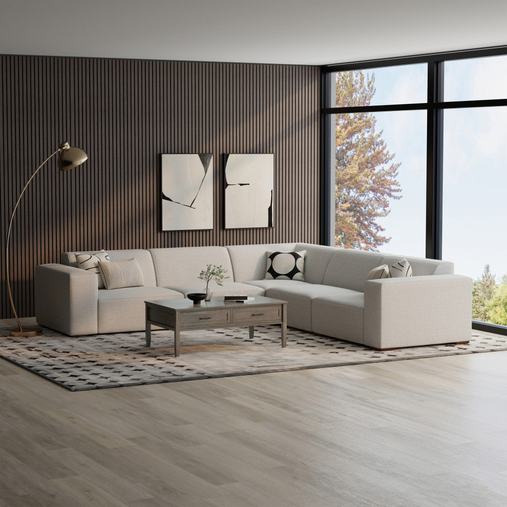 Rex Corner Sectional Modular Sofa in Tightly Woven Performance Fabric