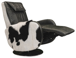 Leather Executive Recliner Armchair, Black and White