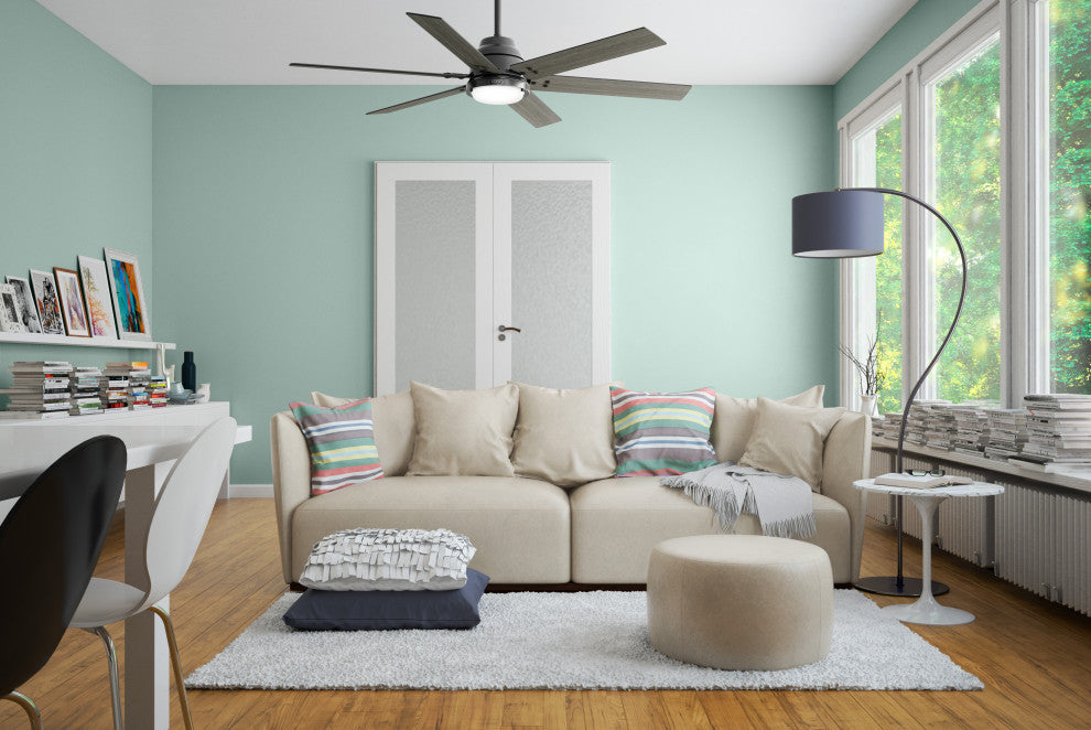 WiFi Gravity Ceiling Fan, LED Light Kit and Handheld Remote, Matte Black, 60"