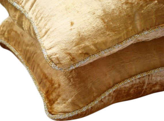 Throw Pillow Covers 26" x 26" Pillowcase Gold Velvet Solid Color - Gold Shimmer