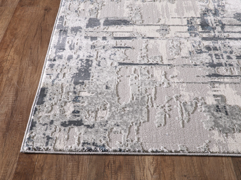 Abani Vista VST130B Distressed Blue Grey Area Rug