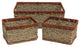 3 Pcs Two Toned Stained Natural Rope Tray W/ Inside Handles