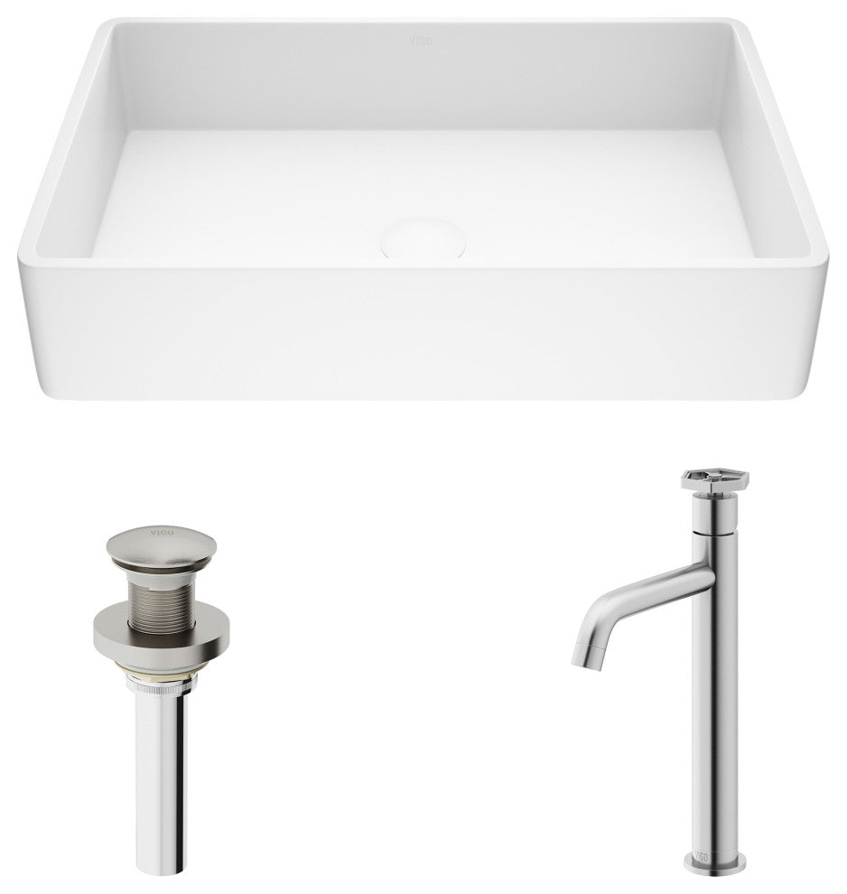 Magnolia 21"L x 14"W MatteStone Vessel Sink and Ruxton 12"H Faucet Set
