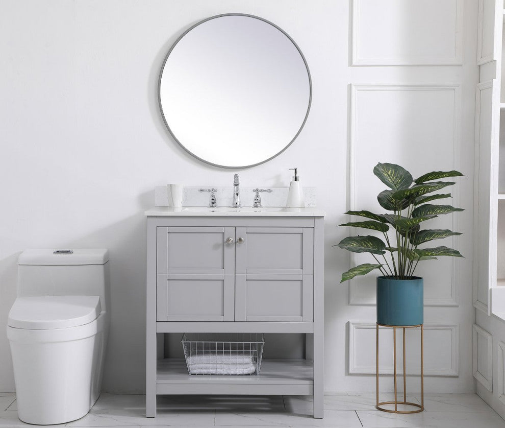 Tobias 30" Single Bathroom Vanity, Gray With Backsplash