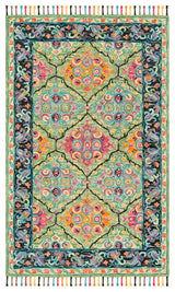 Safavieh Aspen Apn114Y Bohemian Rug, Light Green/Black, 7'0"x7'0" Square