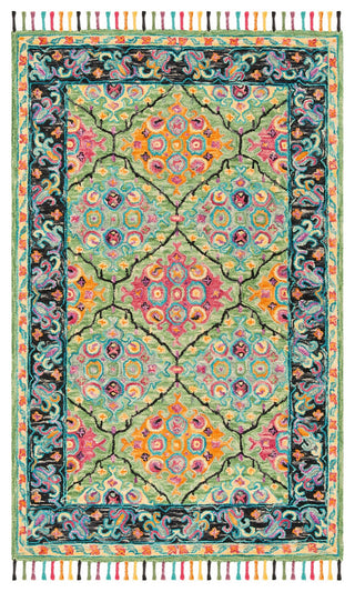 Safavieh Aspen Apn114Y Bohemian Rug, Light Green/Black, 7'0"x7'0" Square