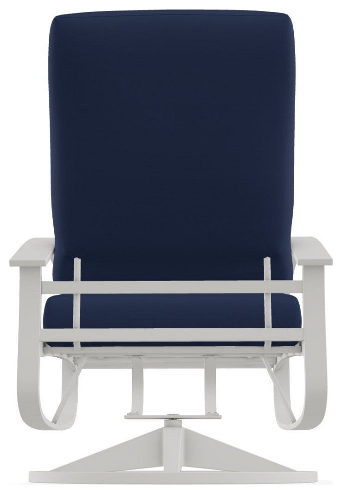 Belle Isle Cushion Outdoor Swivel Rocker, Navy/Snow