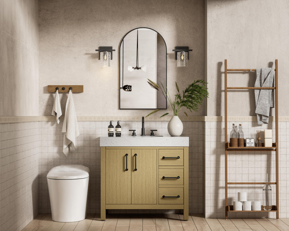 Home Living 36" Single Bathroom Vanity, Honey Brown