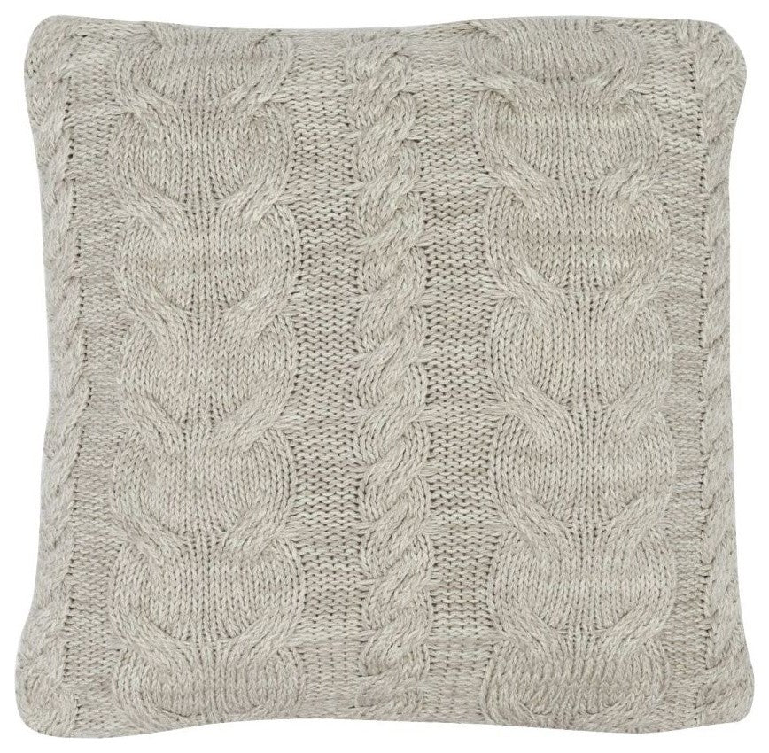Chunky Braid Pillow, Stone and Natural Marled
