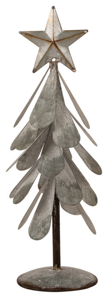 2-Piece Galvanized Metal Christmas Table Tree Decor