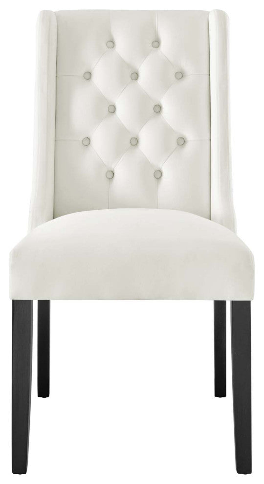 Side Dining Chair, Set of 2, White, Velvet, Modern, Cafe Bistro Hospitality