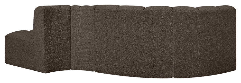 Arc Boucle Fabric Upholstered 4-Pc. S-Shaped Modular Sectional, Brown
