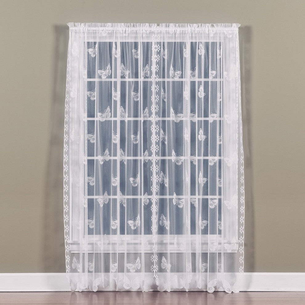Saturday Knight Butterfly Lace Panel in White, 56X63