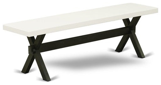 6-Piece Set, Dark Gotham Gray Seat Chairs, Bench and Table, Linen White/Black
