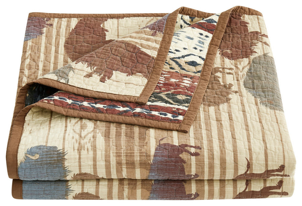 Home on the Range Reversible Quilt Set, Twin, Tan, 2PC