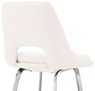 Carise White Faux Leather and Brushed Stainless Steel Swivel 26" Counter Stool
