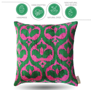 Canvello Decorative Green Pink Pillows For Couch With Down Insert 18"x18"