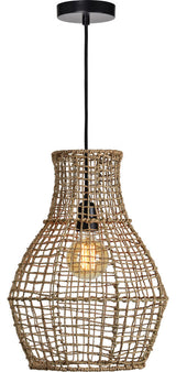 Nahanni Natural Finish Iron Seagrass Mesh Ceiling Light Pendant