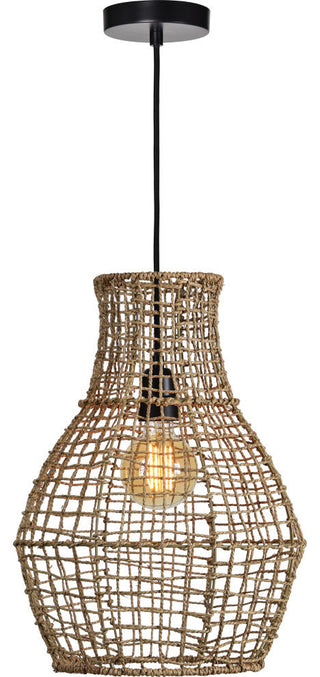 Nahanni Natural Finish Iron Seagrass Mesh Ceiling Light Pendant