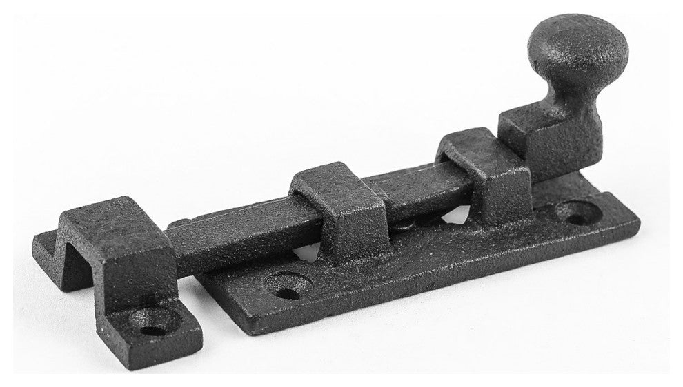 Black Wrought Iron Slide Bolt 3.5" Wide Rustproof Finish Door Bolt