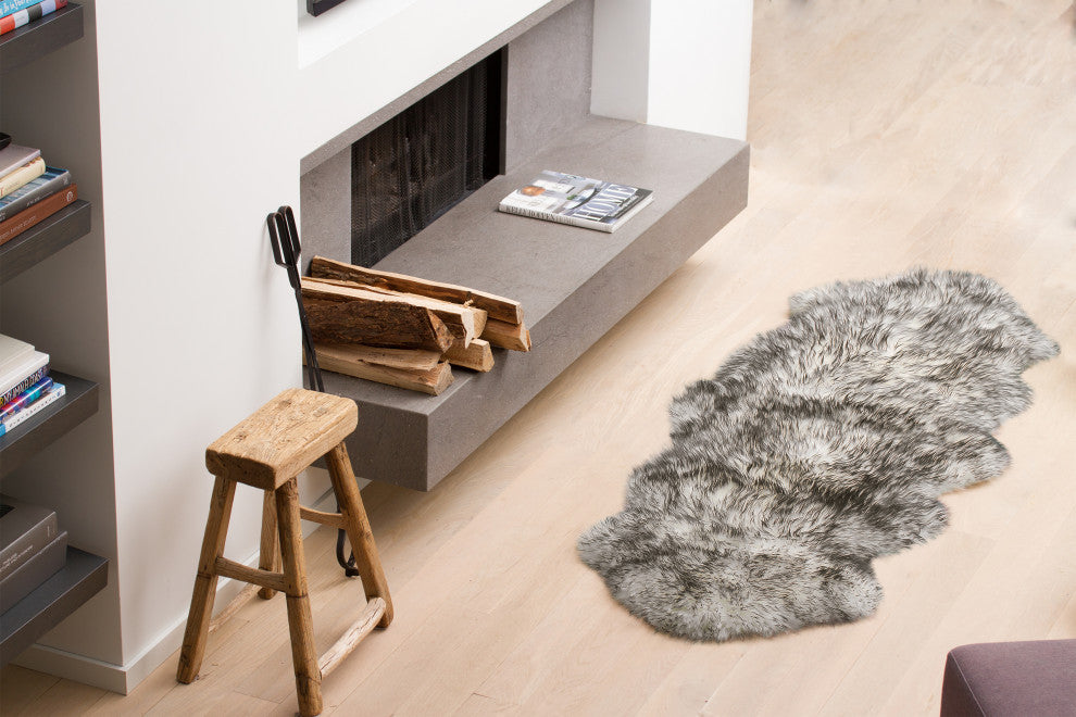 Natural 100% New Zealand Sheepskin Double, 2'x6', Gradient Grey