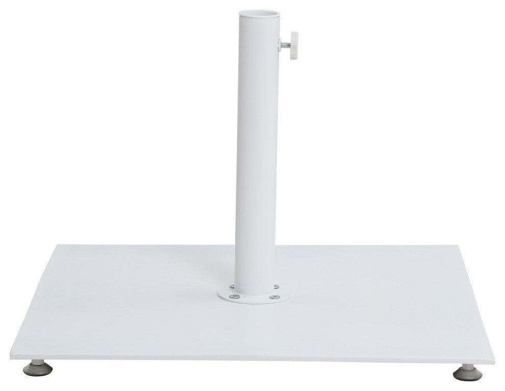 Fiji Patio Umbrella and Base, Navy, Matte White Pole, Matte White Belize Base