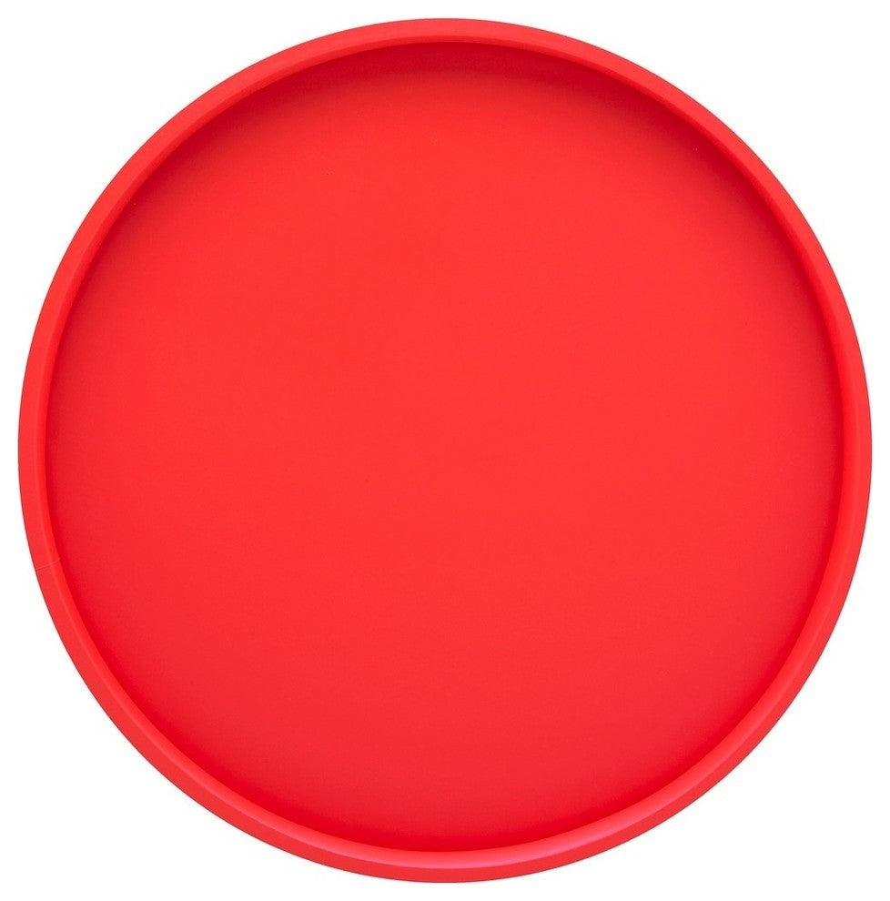 Red 14" Round Serving Tray