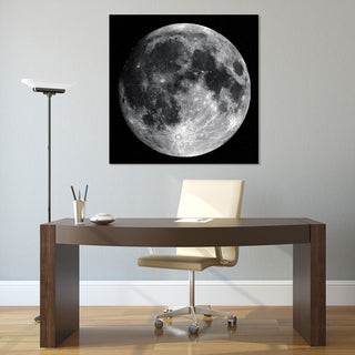 Full Moon Wall Art Frameless Free Floating Tempered Glass Panel 40"x 40"