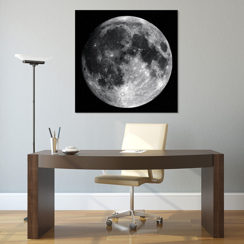 Full Moon Wall Art Frameless Free Floating Tempered Glass Panel 40"x 40"