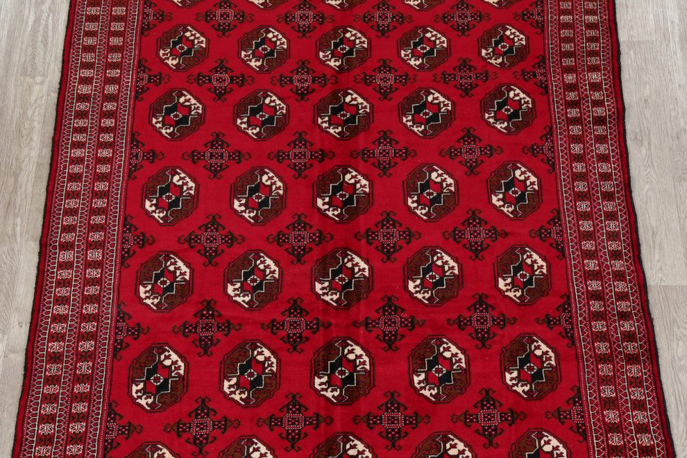 Balouch Oriental Traditional Afghan Hand-Knotted Area Rug, Red, 8'11"x6'10"