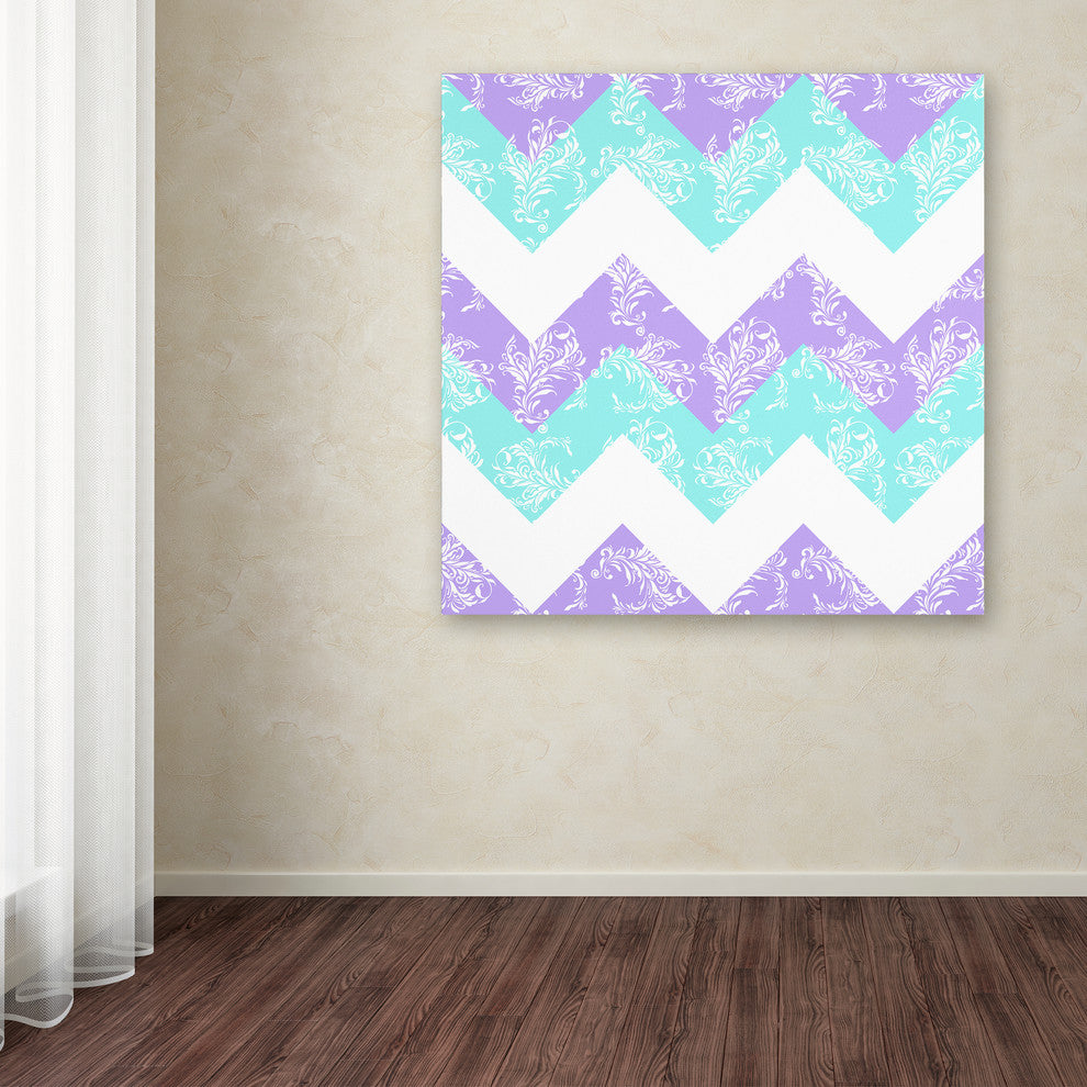 Tina Lavoie 'Purple Aqua Damask Fresh' Canvas Art, 14" x 14"