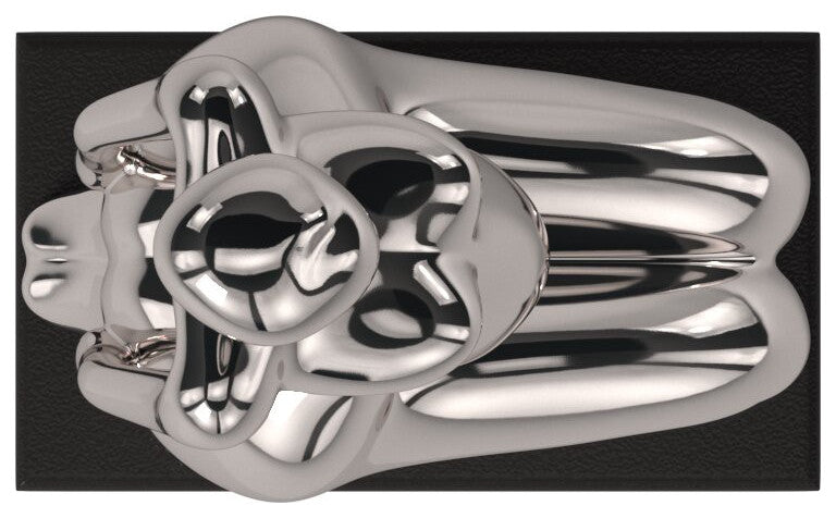 Modern Silver and Black Ustrasana Yoga Sculpture