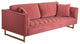 Lenox Velvet Sofa With Brass Legs, Pink