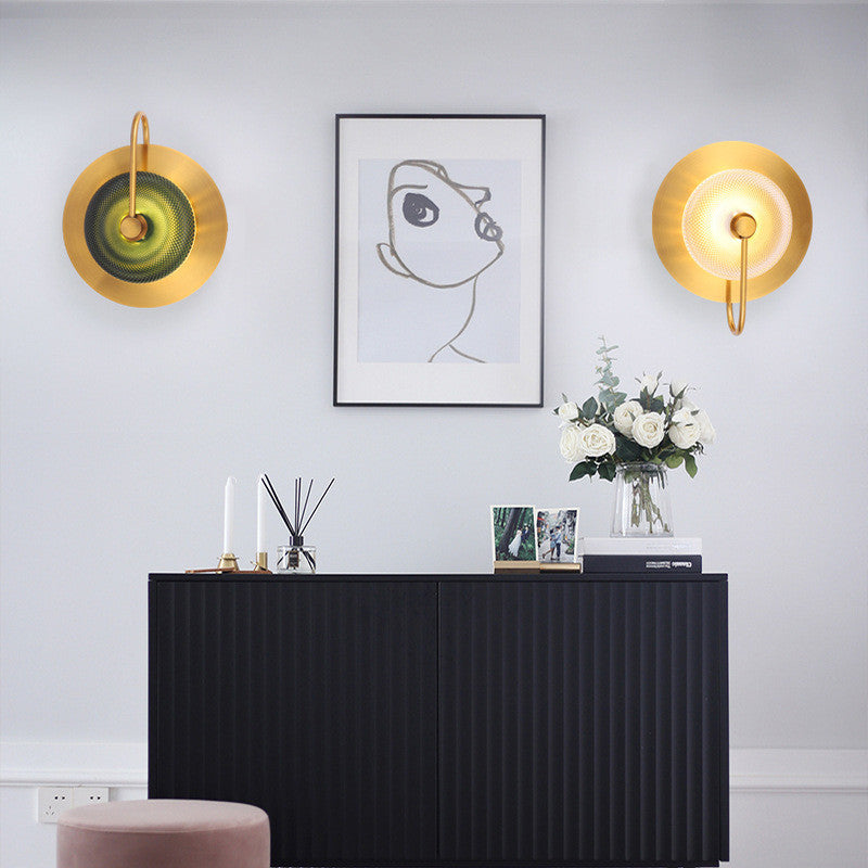 Albacete | Modern LED Industrial Style Wall Lamp, Gold + Green, 1 Light