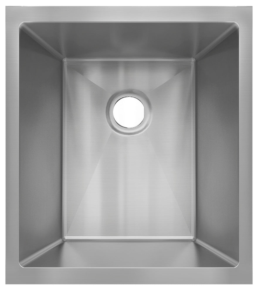 Sinber Single Bowl Kitchen Sink with 304 Stainless Steel Satin Finish, 15"x17", Undermount