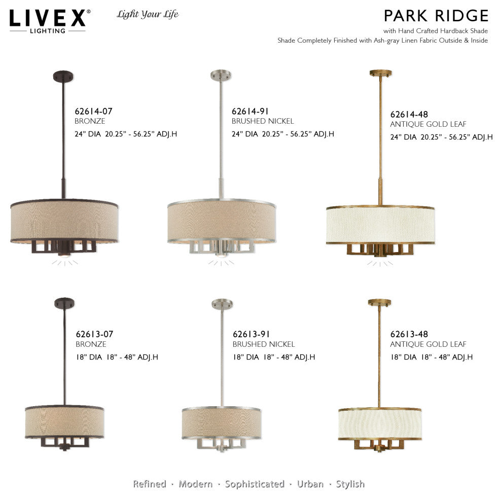 Livex Lighting 6 + 1 Light Pendant Chandelier, Bronze