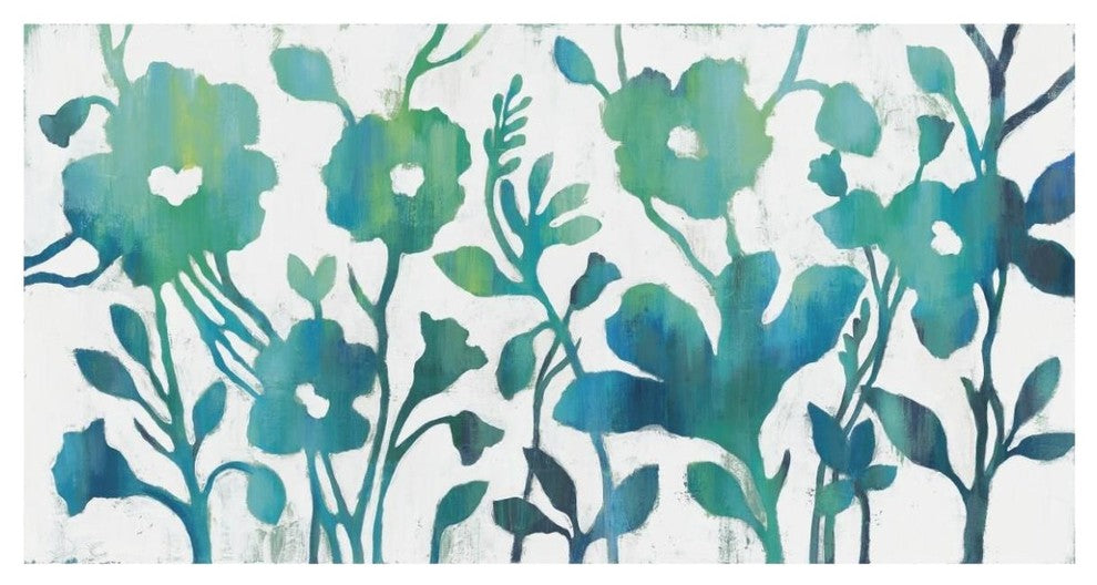 "Teal Trio I on White" Digital Paper Print by Silvia Vassileva, 62"x32"